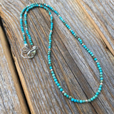 Turquoise Beaded Choker Necklace, Sterling Silver Plated Clasp