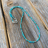 Turquoise Beaded Choker Necklace, Sterling Silver Plated Clasp