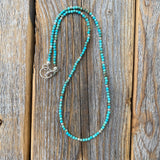 Turquoise Beaded Choker Necklace, Sterling Silver Plated Clasp