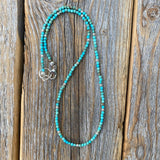 Turquoise Beaded Choker Necklace, Sterling Silver Plated Clasp