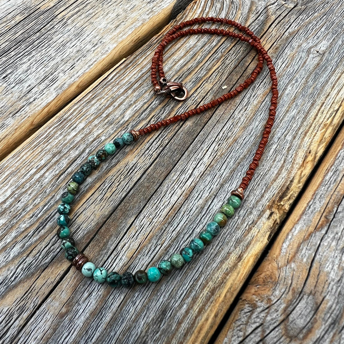 Turquoise Beaded Layering Necklace: Boho Copper Southwestern Jewelry