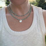 Turquoise Beaded Necklace with Sterling Silver Coin Pendant, Layering Necklace