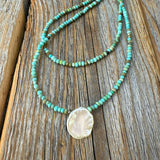 Turquoise Beaded Necklace with Sterling Silver Coin Pendant, Layering Necklace