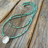 Turquoise Beaded Necklace with Sterling Silver Coin Pendant, Layering Necklace