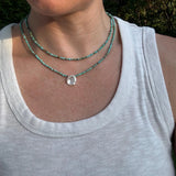 Turquoise Beaded Necklace with Sterling Silver Coin Pendant, Layering Necklace