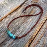 Turquoise Choker Necklace • Boho Czech Glass & Copper Beaded Jewelry