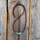 Turquoise Choker Necklace • Boho Czech Glass & Copper Beaded Jewelry
