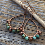 Turquoise Copper Teardrop Earrings – Boho Wire Wrapped Jewelry