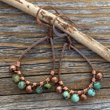 Turquoise Copper Teardrop Earrings – Boho Wire Wrapped Jewelry