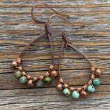 Turquoise Copper Teardrop Earrings – Boho Wire Wrapped Jewelry