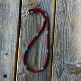 Turquoise Coral Heishi Necklace, Sterling Silver Accents, Boho Layering Jewelry