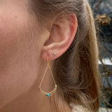 Turquoise Crescent Moon Earrings - Gold Boho Dangle Earrings