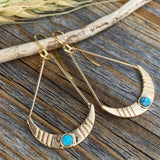 Turquoise Crescent Moon Earrings - Gold Boho Dangle Earrings