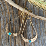 Turquoise Crescent Moon Earrings - Gold Boho Dangle Earrings