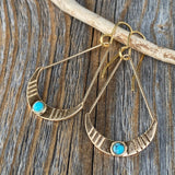 Turquoise Crescent Moon Earrings - Gold Boho Dangle Earrings