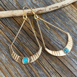 Turquoise Crescent Moon Earrings - Gold Boho Dangle Earrings