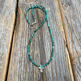 Turquoise Cross Necklace, Sterling Silver Pendant, Boho Christian Jewelry