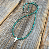 Turquoise Cross Necklace, Sterling Silver Pendant, Boho Christian Jewelry