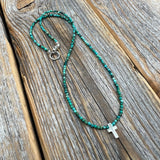 Turquoise Cross Necklace, Sterling Silver Pendant, Boho Christian Jewelry
