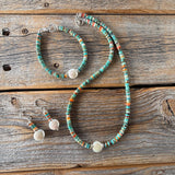 Turquoise Heishi Bracelet | Freshwater Pearl, Spiny Oyster, Boho Stacker