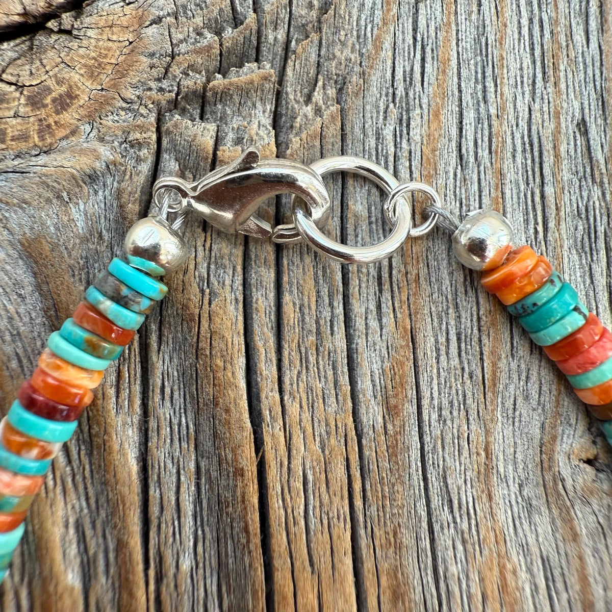 Turquoise Heishi Bracelet, Spiny Oyster Bracelet, Southwestern Stackable Jewelry