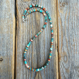 Turquoise Necklace, Handcrafted Boho Layered Gemstone Jewelry with Spiny Oyster Shell