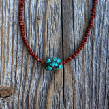 Turquoise Nugget Choker | Czech Glass & Copper Beads, Boho Necklace
