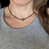 Turquoise Nugget Choker | Czech Glass & Copper Beads, Boho Necklace