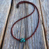 Turquoise Nugget Choker | Czech Glass & Copper Beads, Boho Necklace