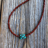 Turquoise Nugget Choker | Czech Glass & Copper Beads, Boho Necklace