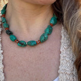 Turquoise Nugget & Jasper Necklace – Sterling Silver Boho Jewelry