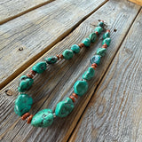 Turquoise Nugget & Jasper Necklace – Sterling Silver Boho Jewelry