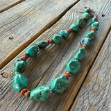 Turquoise Nugget & Jasper Necklace – Sterling Silver Boho Jewelry