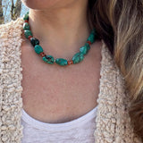 Turquoise Nugget & Jasper Necklace – Sterling Silver Boho Jewelry