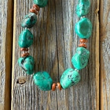 Turquoise Nugget & Jasper Necklace – Sterling Silver Boho Jewelry