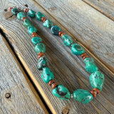 Turquoise Nugget & Jasper Necklace – Sterling Silver Boho Jewelry