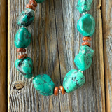 Turquoise Nugget & Jasper Necklace – Sterling Silver Boho Jewelry