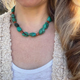 Turquoise Nugget & Jasper Necklace – Sterling Silver Boho Jewelry