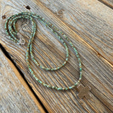 Turquoise Seed Bead Cross Necklace, Hammered Sterling Silver Pendant