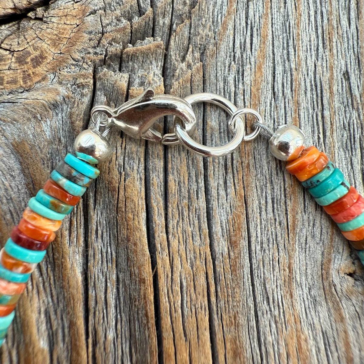 Turquoise Spiny Oyster Heishi Bracelet, Southwestern Boho Beaded Jewelry