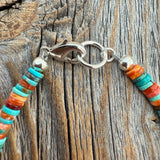 Turquoise Spiny Oyster Heishi Bracelet, Southwestern Boho Beaded Jewelry