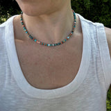 Turquoise Spiny Oyster Heishi Necklace, Southwestern Beaded Jewelry, Layering Boho Gift