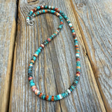 Turquoise Spiny Oyster Heishi Necklace, Southwestern Beaded Jewelry, Layering Boho Gift