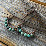 Turquoise Teardrop Earrings – Copper Wire Wrapped Boho Jewelry
