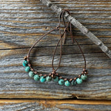 Turquoise Teardrop Earrings – Copper Wire Wrapped Boho Jewelry