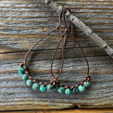 Turquoise Teardrop Earrings – Copper Wire Wrapped Boho Jewelry