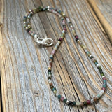 Watermelon Tourmaline Choker, Tiny Gemstone Layering Necklace