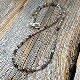 Watermelon Tourmaline Choker, Tiny Gemstone Layering Necklace