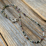 Watermelon Tourmaline Choker, Tiny Gemstone Layering Necklace