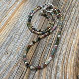 Watermelon Tourmaline Choker, Tiny Gemstone Layering Necklace